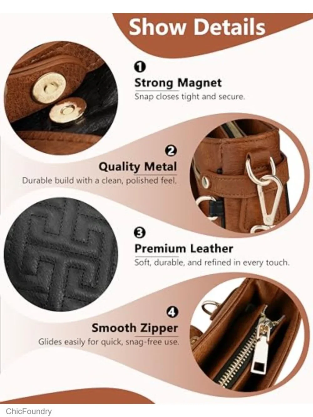 Large Vegan Leather Crossbody Purse with RFID Blocking